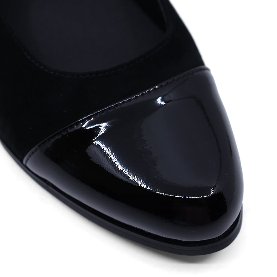 KLOUDS COMFORT BLACK SUEDE VELCRO MARY JANE HEEL