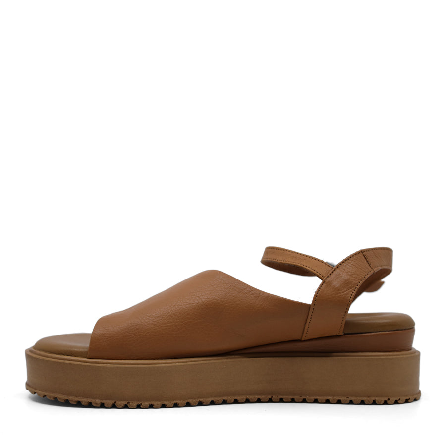 TAN BROWN WEDGE ANKLE STRAP SANDAL