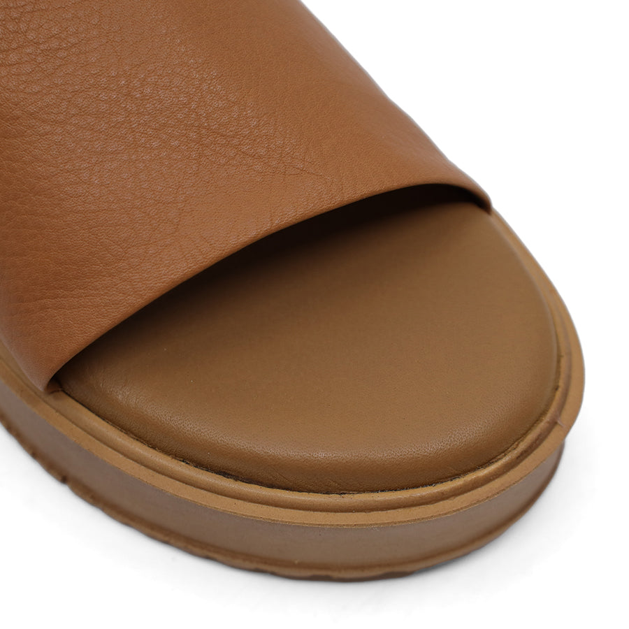 TAN BROWN WEDGE ANKLE STRAP SANDAL