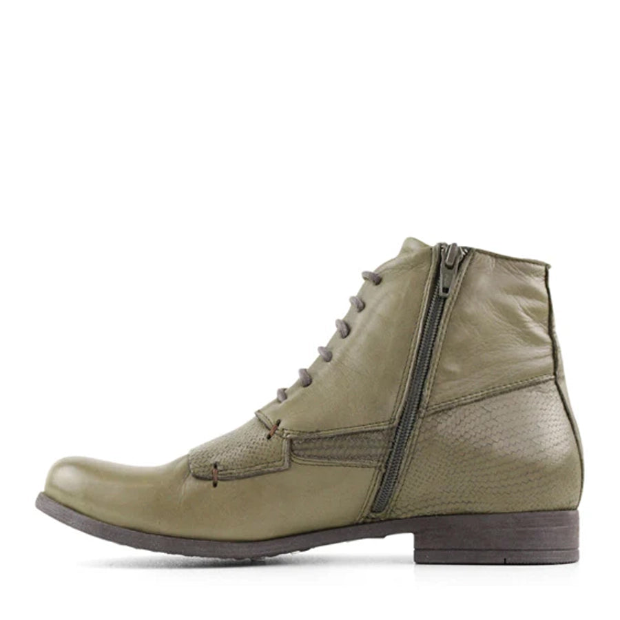 BROOK GREEN LACE UP ZIP UP ANKLE BOOT