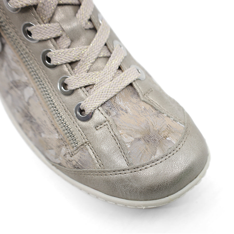 PEARLE GREY LACE UP ZIP UP SNEAKER