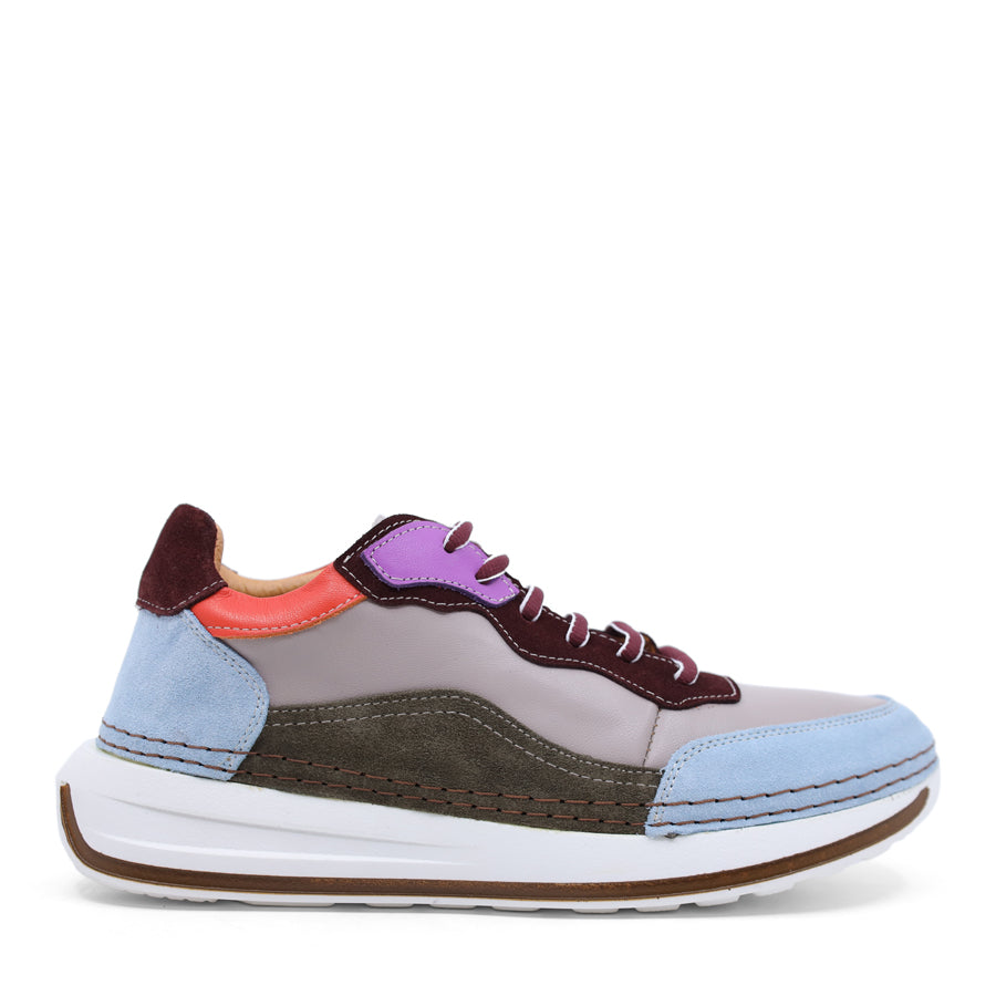 TAUPE MULTI COLOURED LACE UP FLAT SNEAKER
