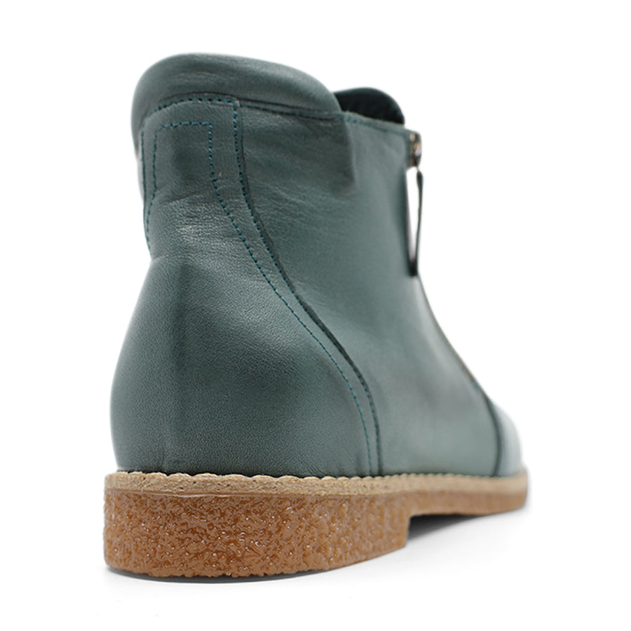 BOTTLE GREEN ZIP UP ANKLE BOOT