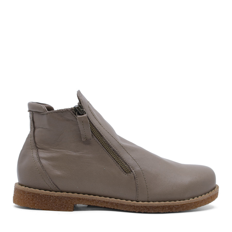 ELMWOOD BEIGE ZIP UP ANKLE BOOT