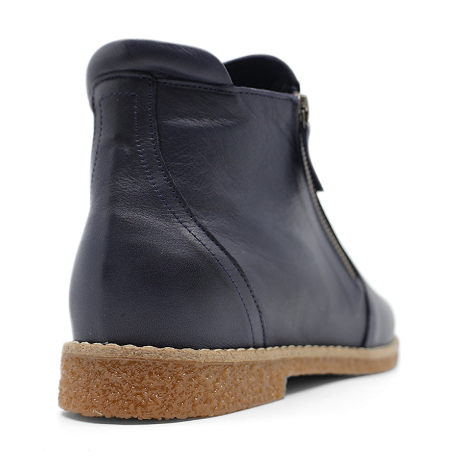 NAVY BLUE ZIP UP ANKLE BOOT