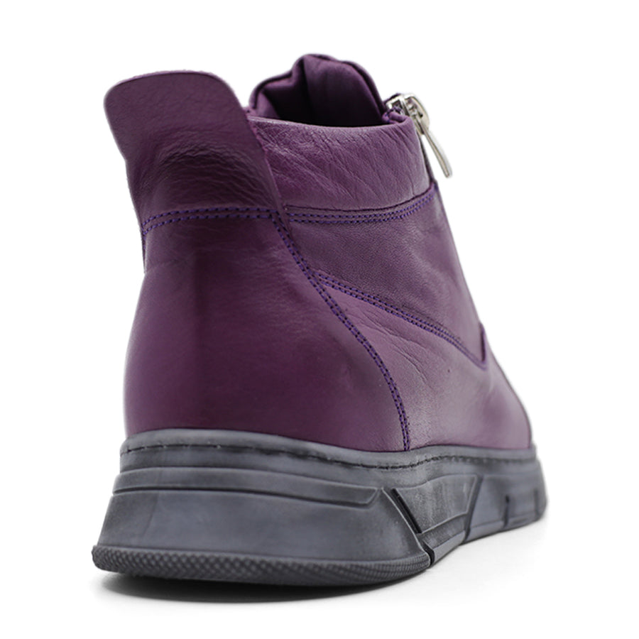 PLUM PURPLE ZIP UP LACE UP ANKLE BOOT