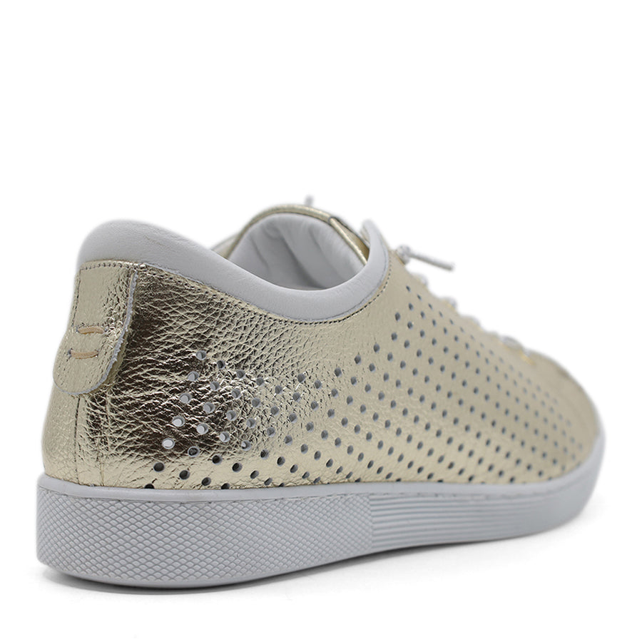METALLIC GOLD LASERCUT LACE UP SNEAKER