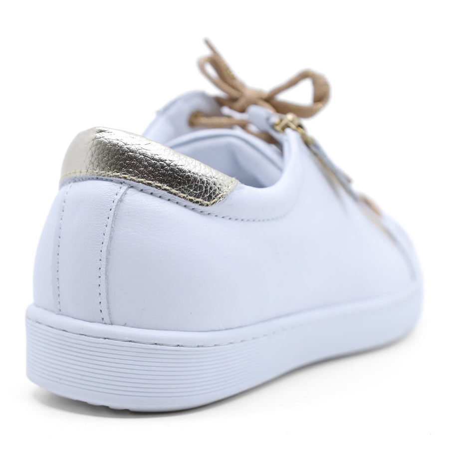 WHITE GOLD LACE UP ZIP UP SNEAKER