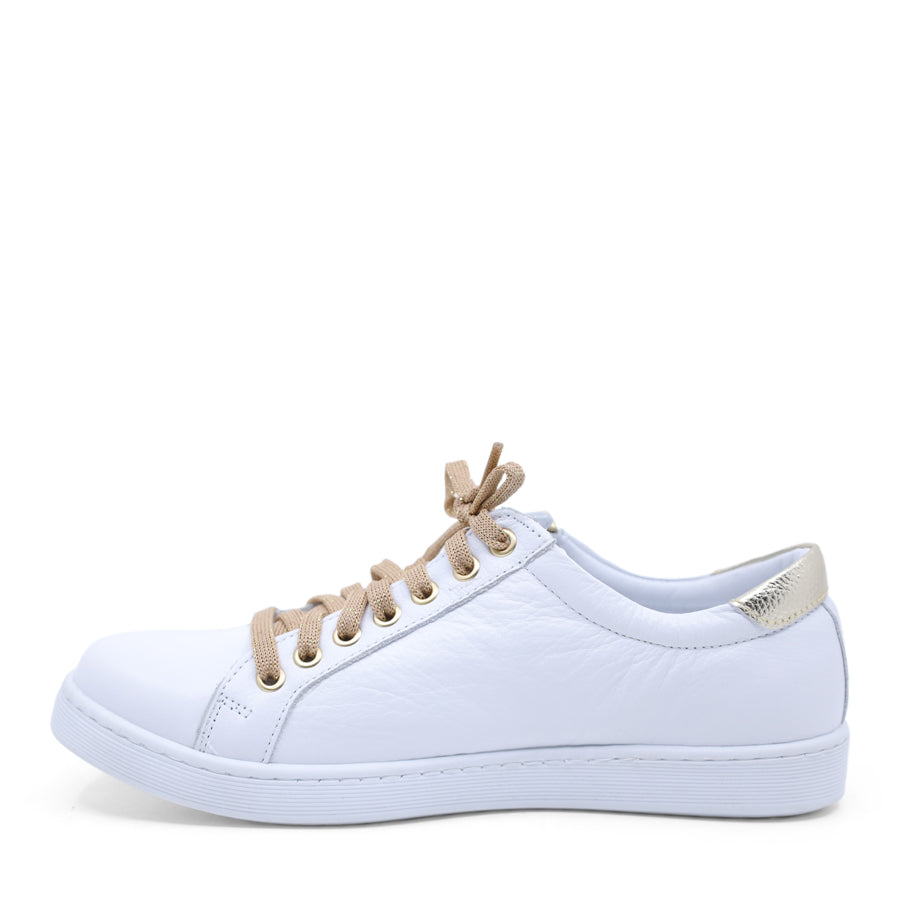 WHITE GOLD LACE UP ZIP UP SNEAKER