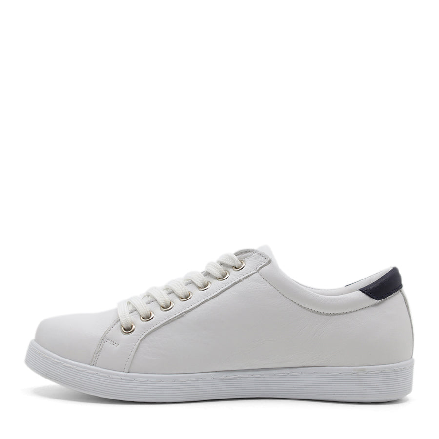 WHITE NAVY ZIP UP LACE UP SNEAKER