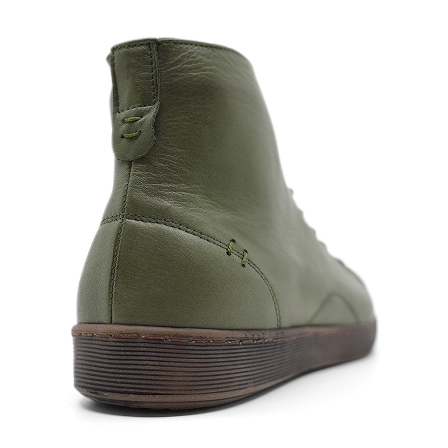 OLIVE GREEN LACE UP ZIP UP ANKLE BOOT
