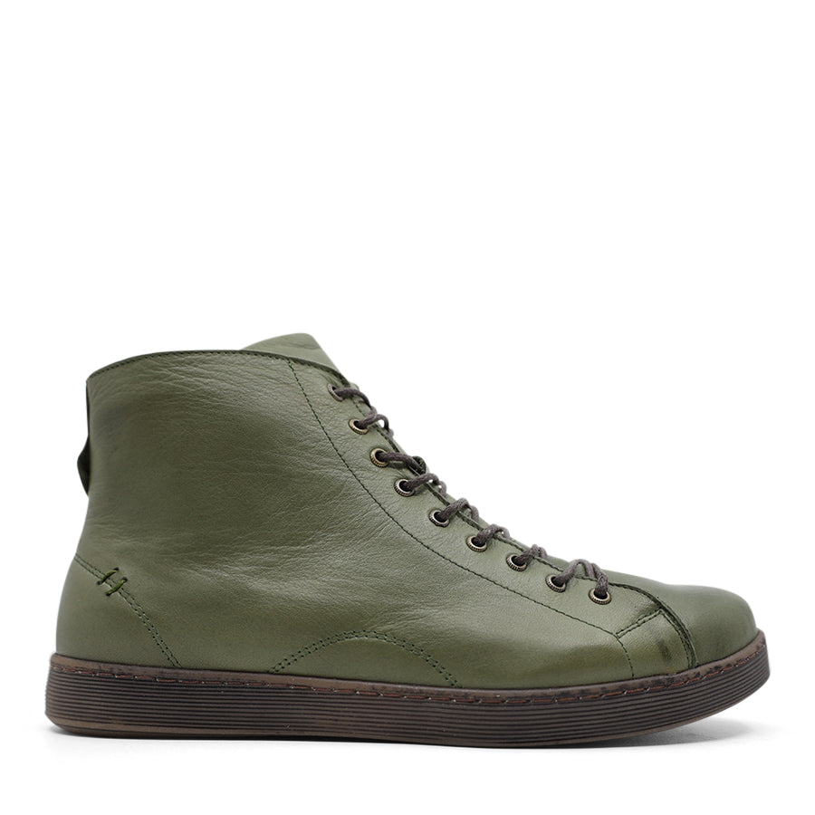 OLIVE GREEN LACE UP ANKLE BOOT