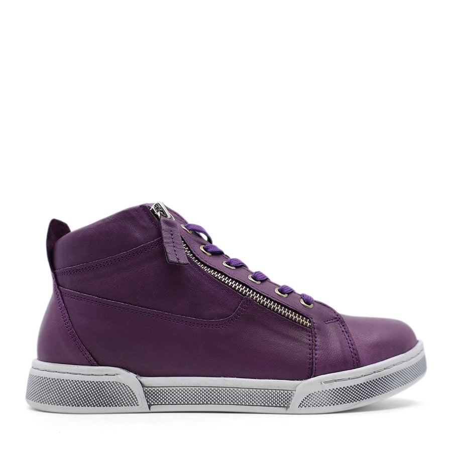 PLUM PURPLE LACE UP ZIP UP ANKLE BOOT