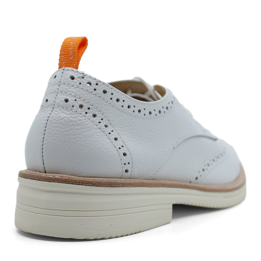 WHITE LASERCUT  LACE UP FLAT SNEAKER