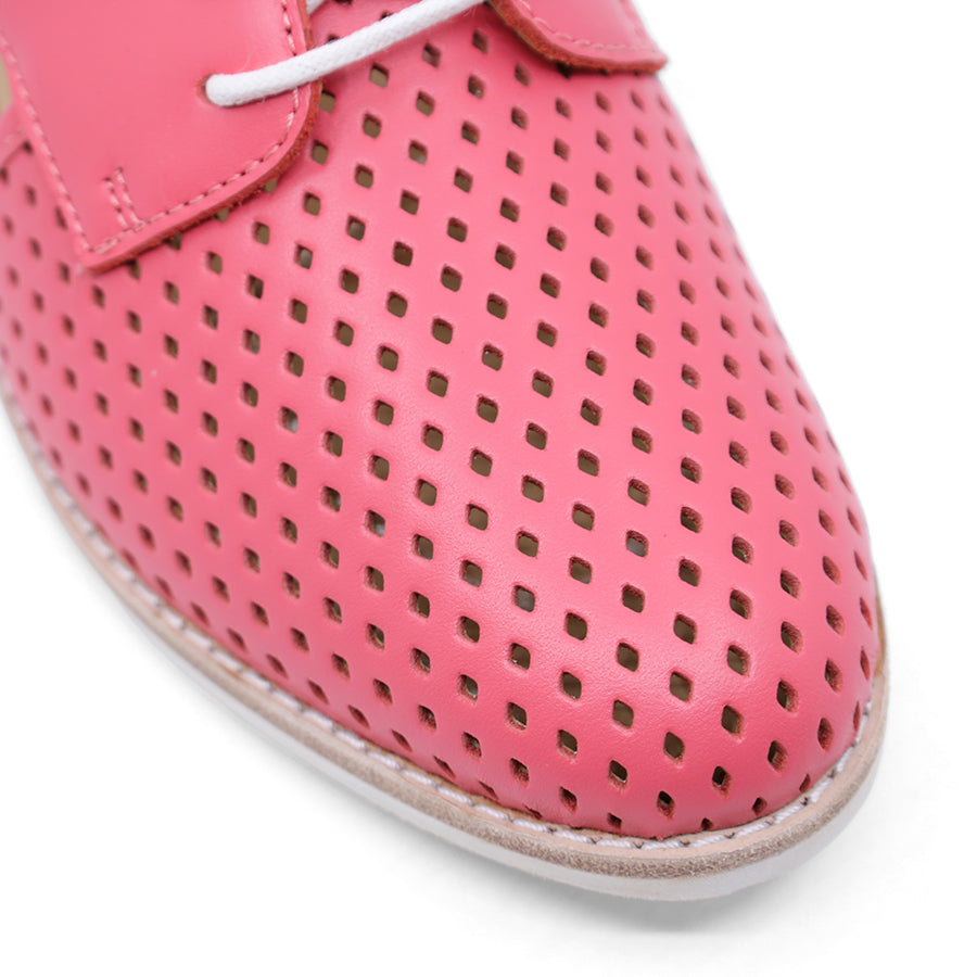 CORAL PINK SIDECUT DERBY LACE UP SHOE