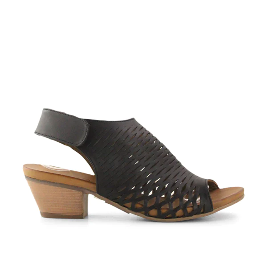 COCONUT TAN LASERCUT WEAVE PATTERN VELCRO HEEL SANDAL