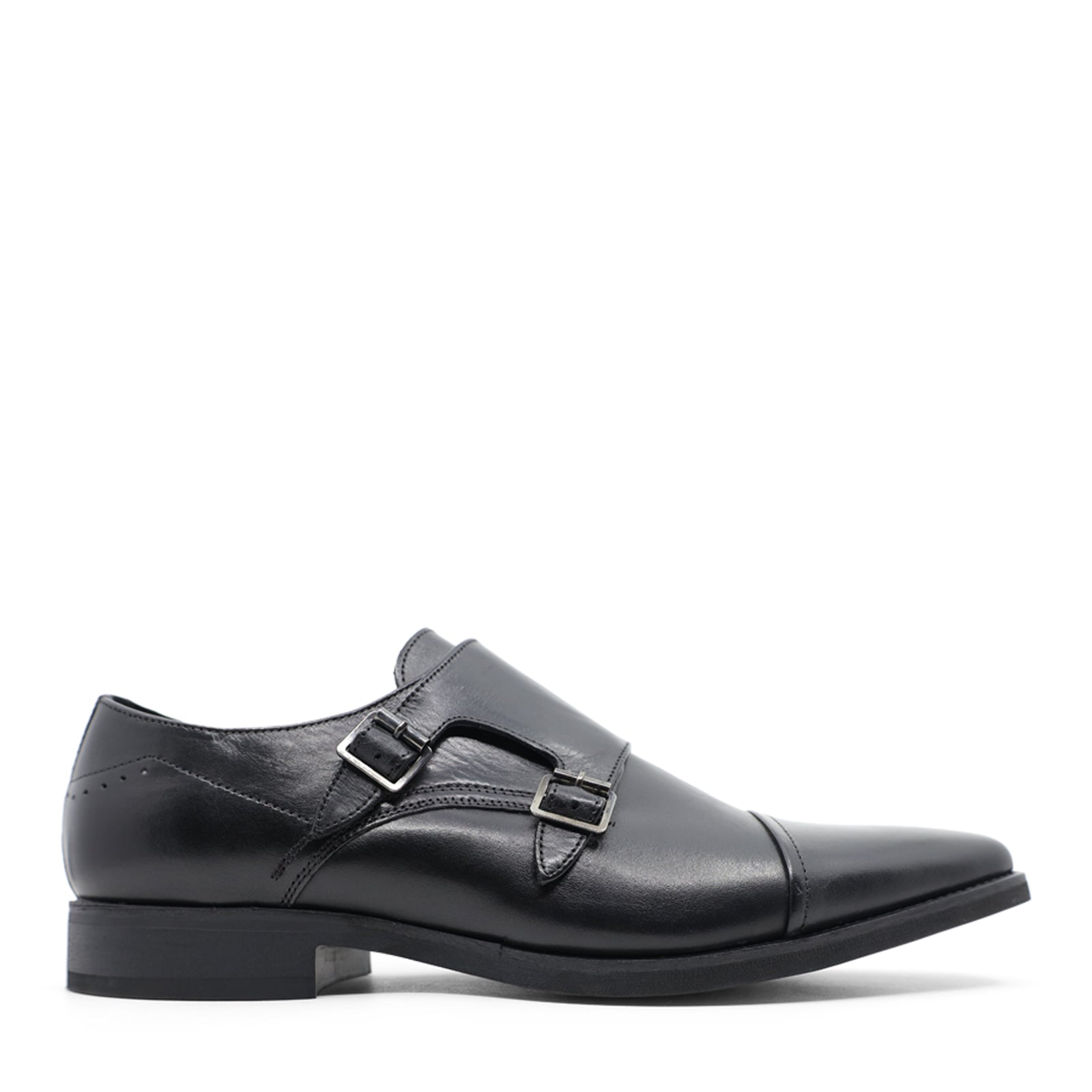 MENS BLACK SLIP ON BUCKLE SHOE