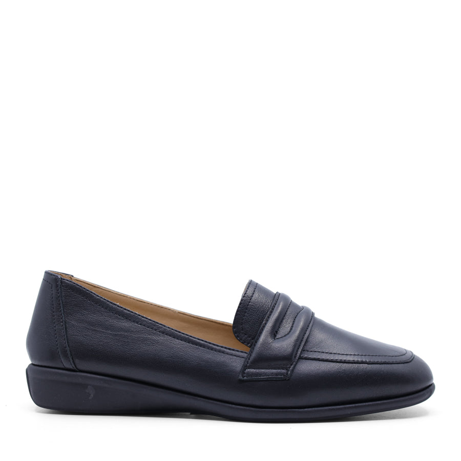 SALA BLACK LEATHER SLIP ON LOAFER COURT SHOE