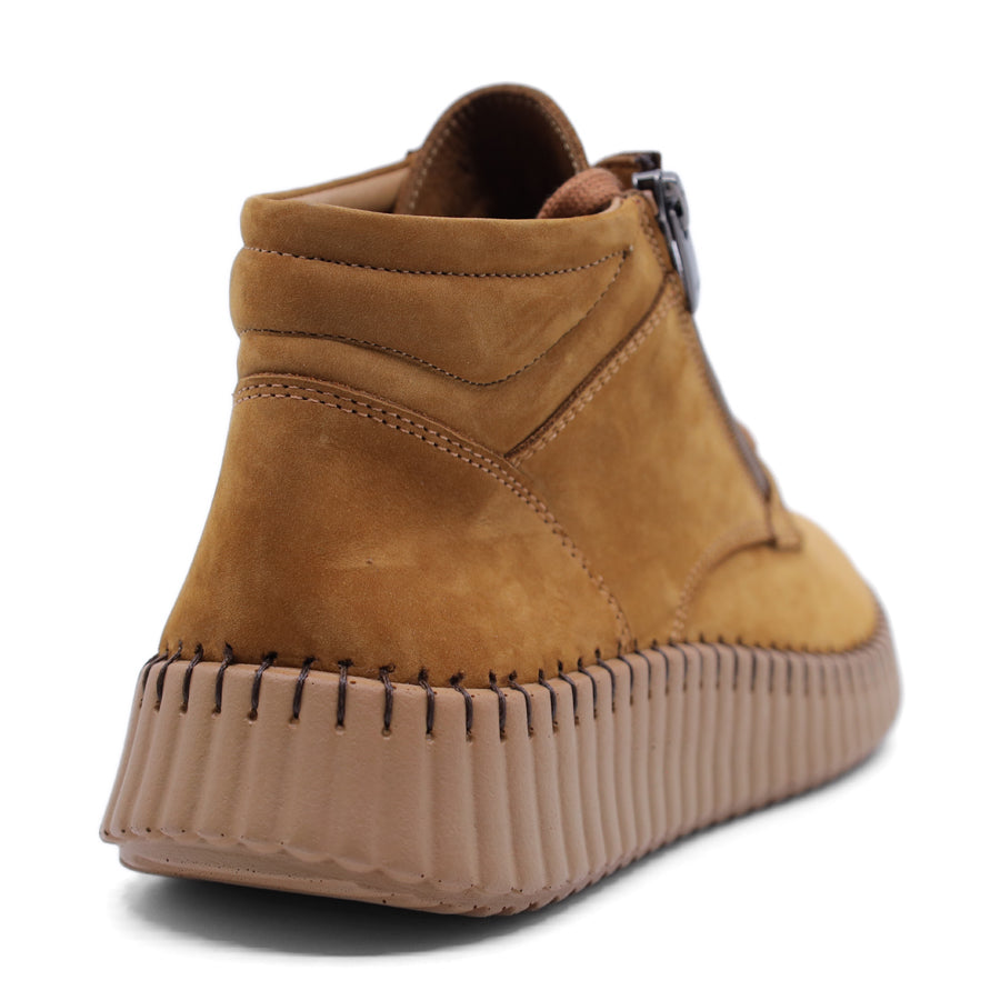 COCONUT BROWN SUEDE ZIP UP LACE UP ANKLE BOOT