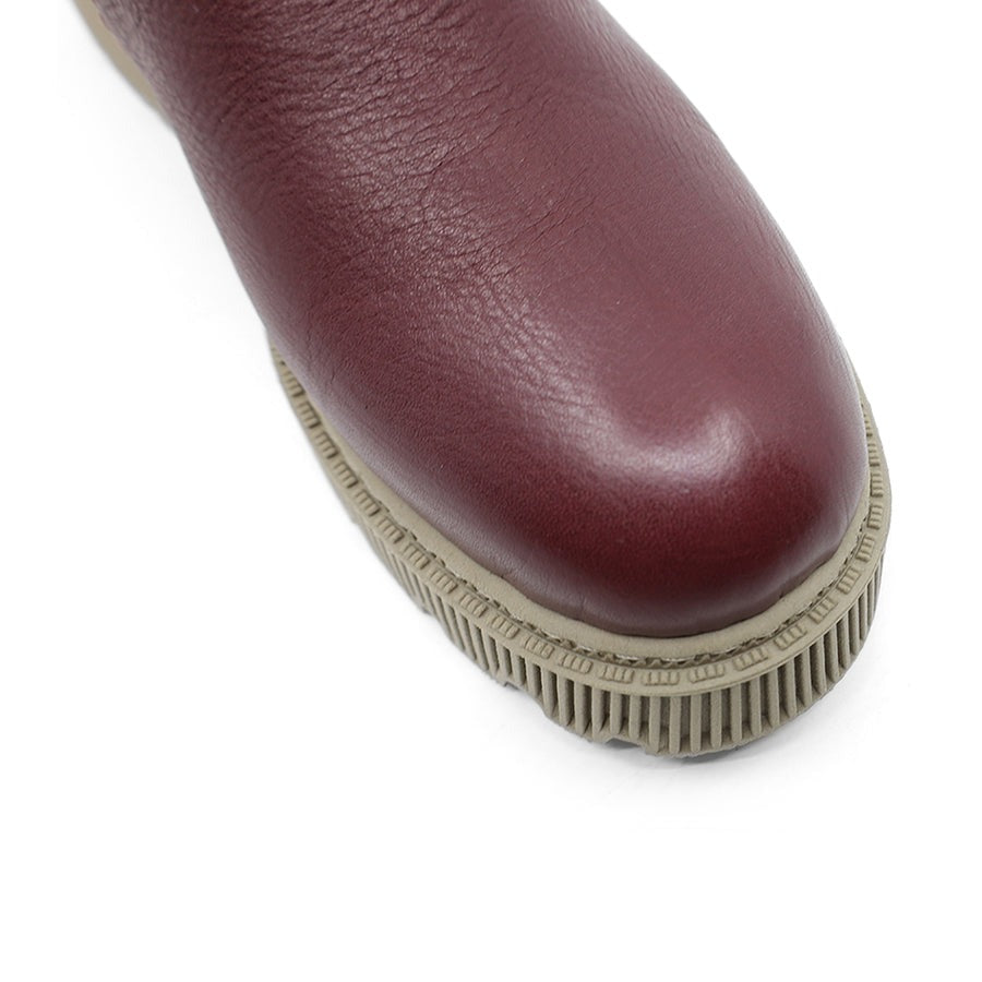 CHERRY RED FLAT CHUNKY SOLE ELASTIC SIDED BOOT 