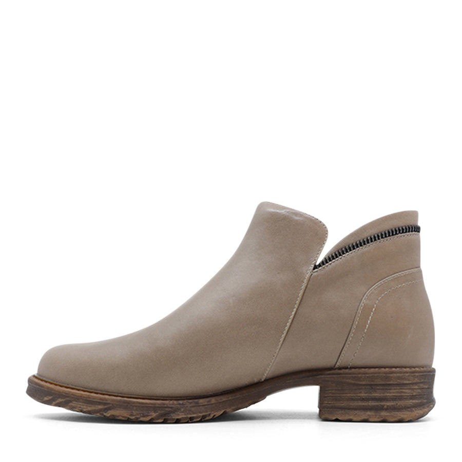 TAUPE BEIGE ZIP UP ANKLE BOOT