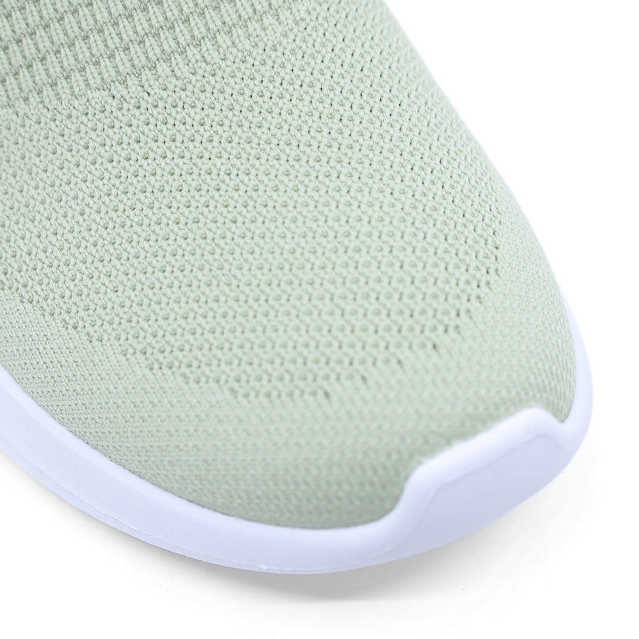 SKECHER SLIP ON SAGE GREEN UPPER WITH WHITE SOLE