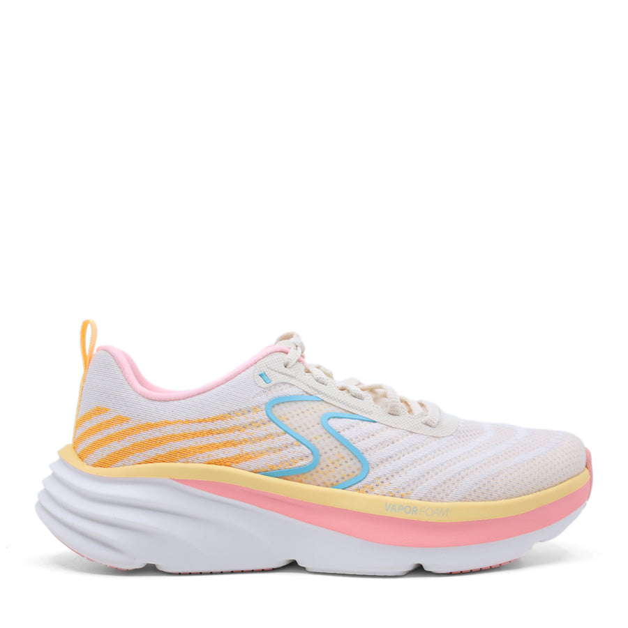 WHITE YELLOW PINK BLUE LACE UP SNEAKER