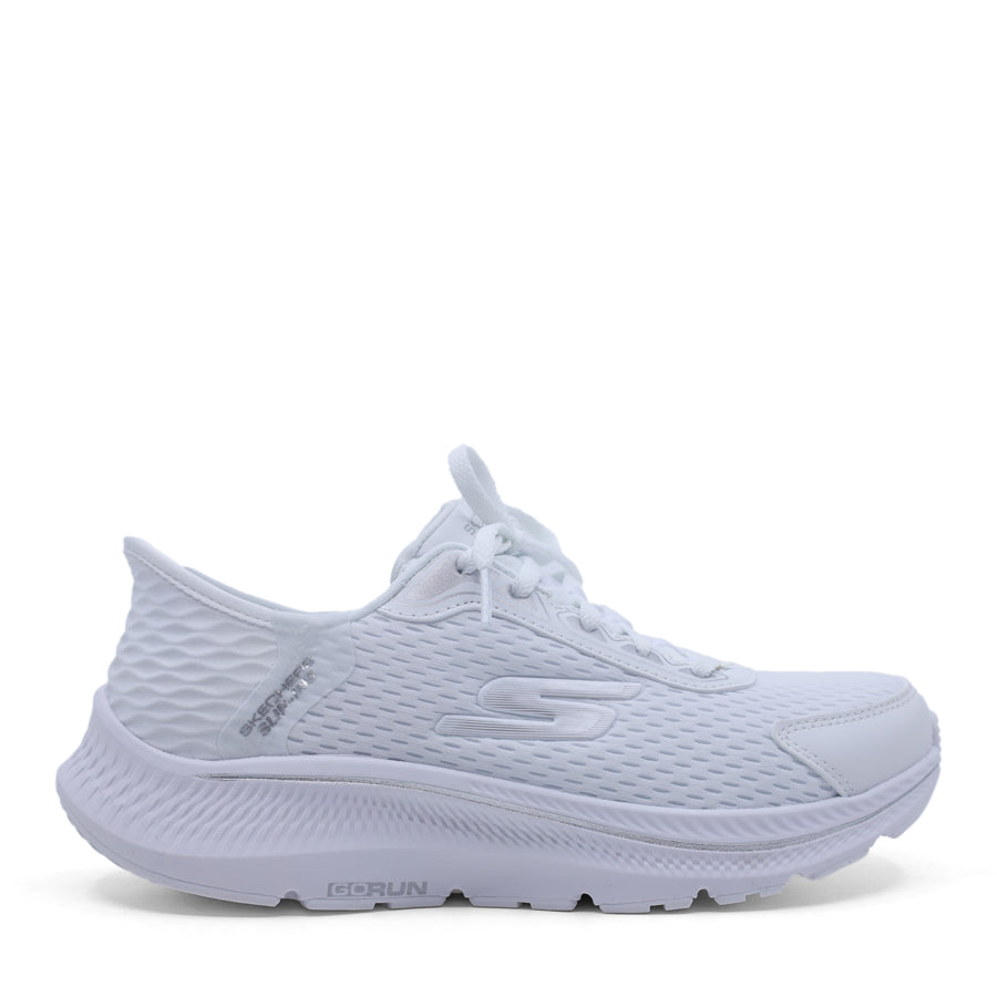 WHITE SKECHERS SLIP IN SLIP ON LACE UP SNEAKER