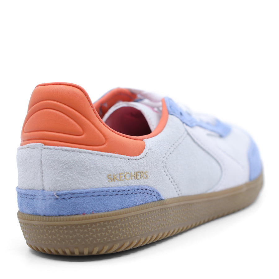 SKECHERS LACE UP TRAINER LIGHT BLUE WITH ORANGE UPPER