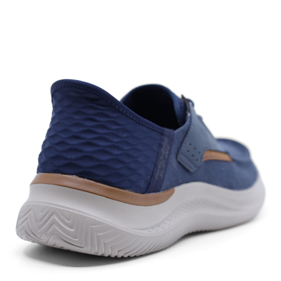 MENS SKECHER NAVY BLUE STRETCH LACE LOAFER STYLE SNEAKER