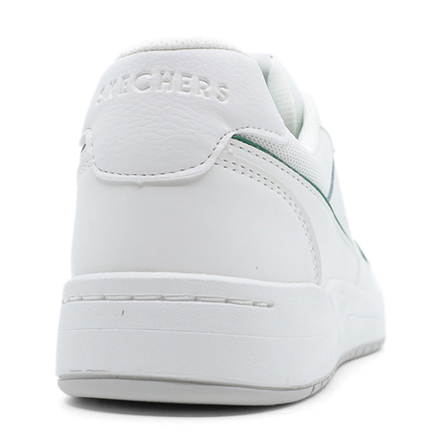WHITE LEATHER UPPER GREEN LACE UP SNEAKER