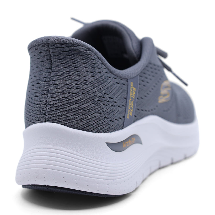 MENS SKECHERS CHARCOAL GREY AND YELLOW LACE UP SNEAKER