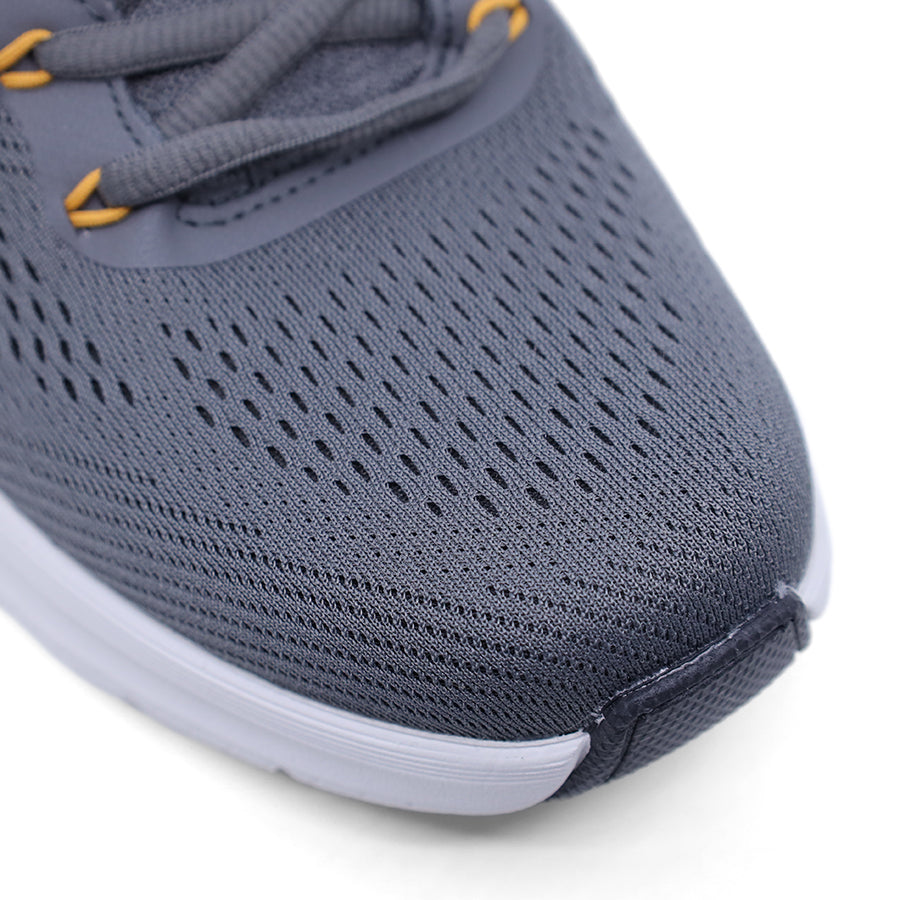 MENS SKECHERS CHARCOAL GREY AND YELLOW LACE UP SNEAKER