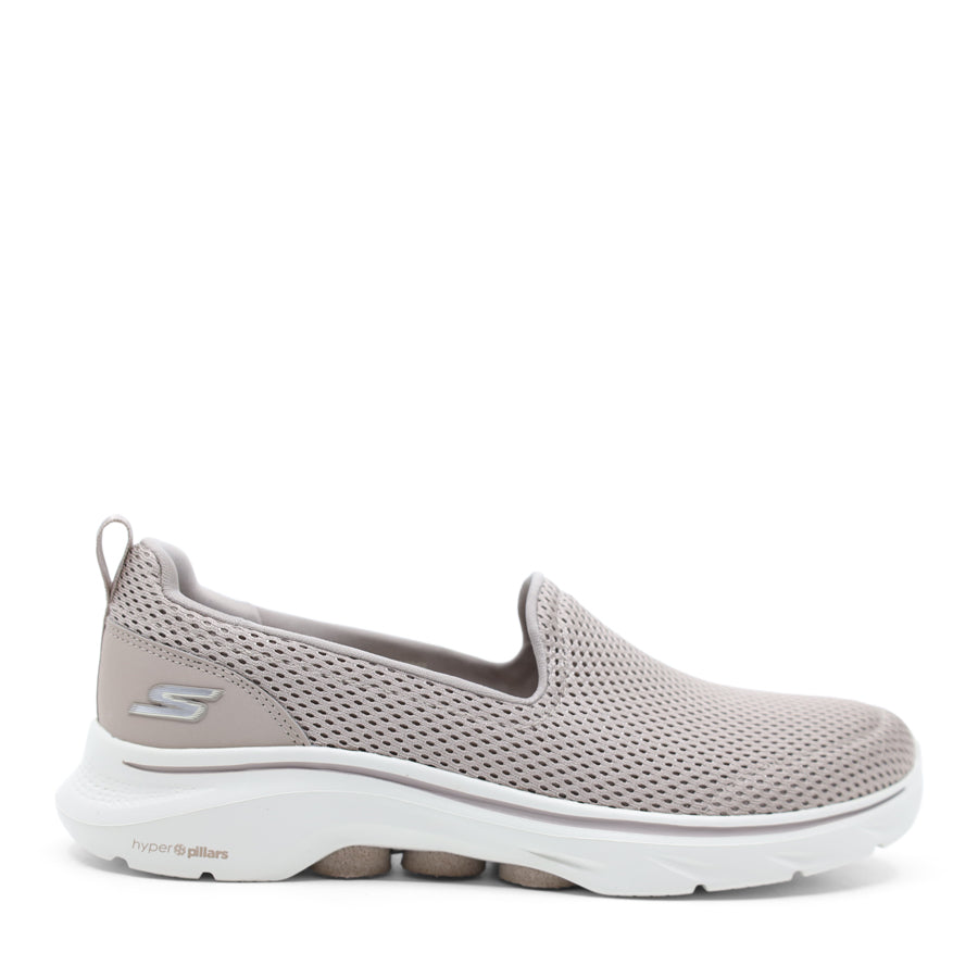 SKECHERS TAUPE BEIGE GREY WHITE SLIP ON SNEAKER LOAFER