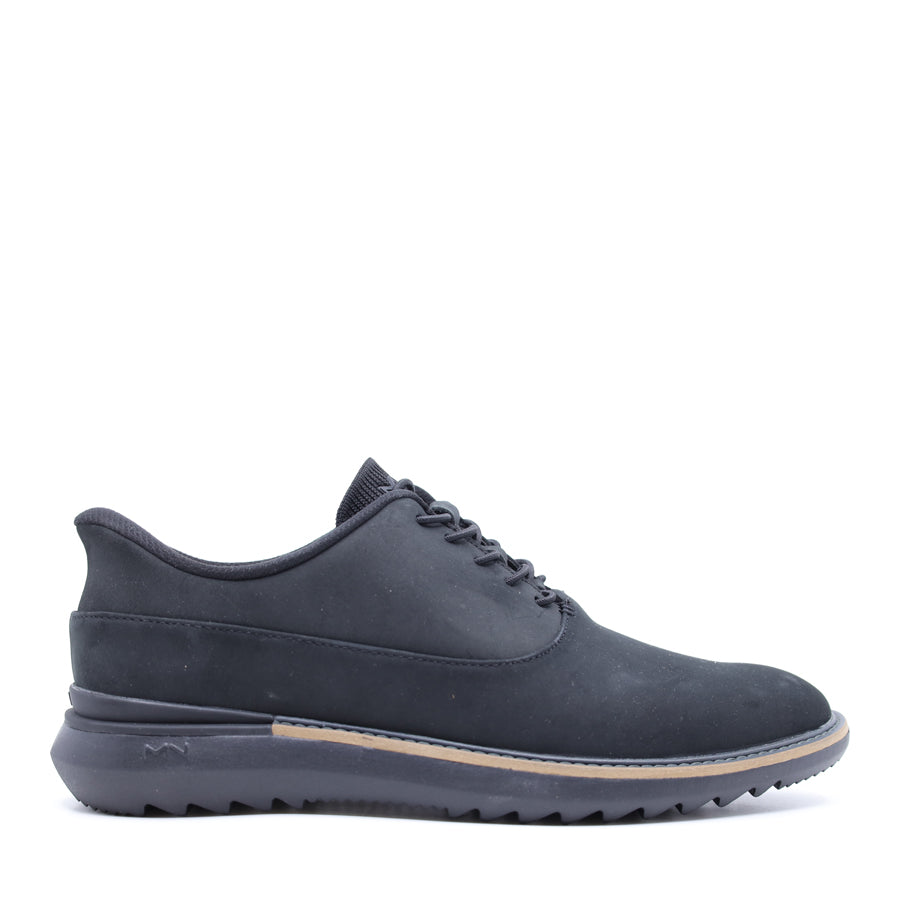 SKECHERS BLACK LEATHER LACE UP SNEAKER