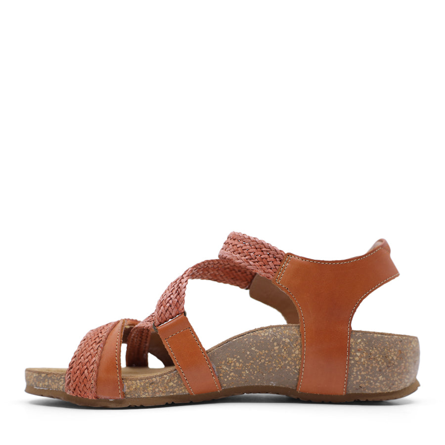 TERRACOTTA RED WEAVE PATTERN VELCRO SANDAL