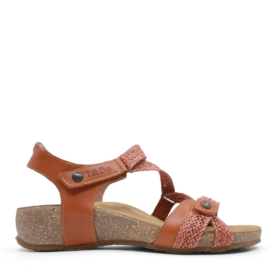 TERRACOTTA RED WEAVE PATTERN VELCRO SANDAL