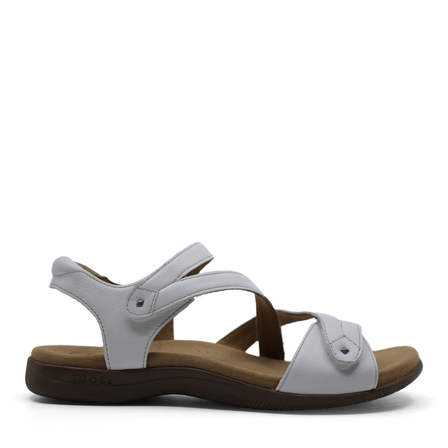 WHITE VELCRO CROSS OVER STRAPS SANDAL