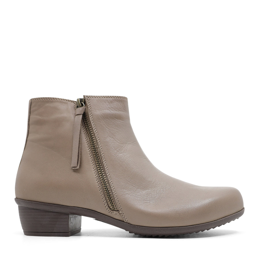 DARK STONE GREY ZIP UP HEEL ANKLE BOOT