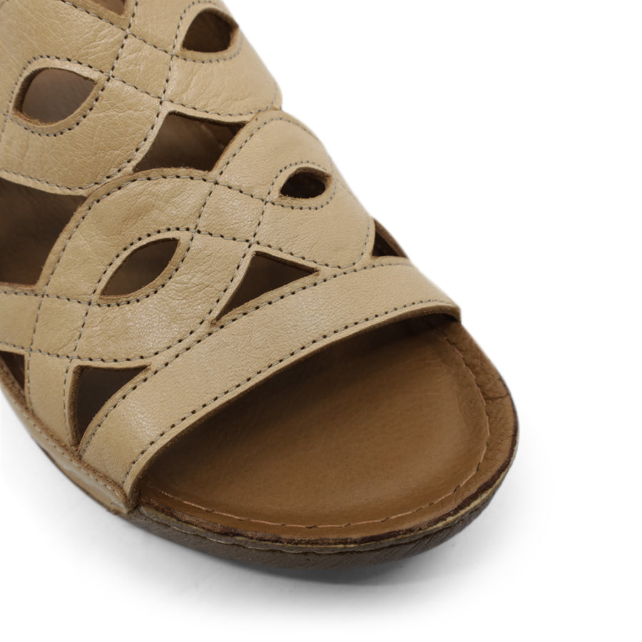SCISSORS TAN BROWN SLIP ON SLIDE SANDAL