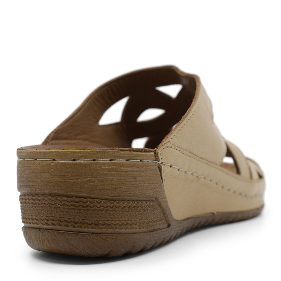 SCISSORS TAN BROWN SLIP ON SLIDE SANDAL