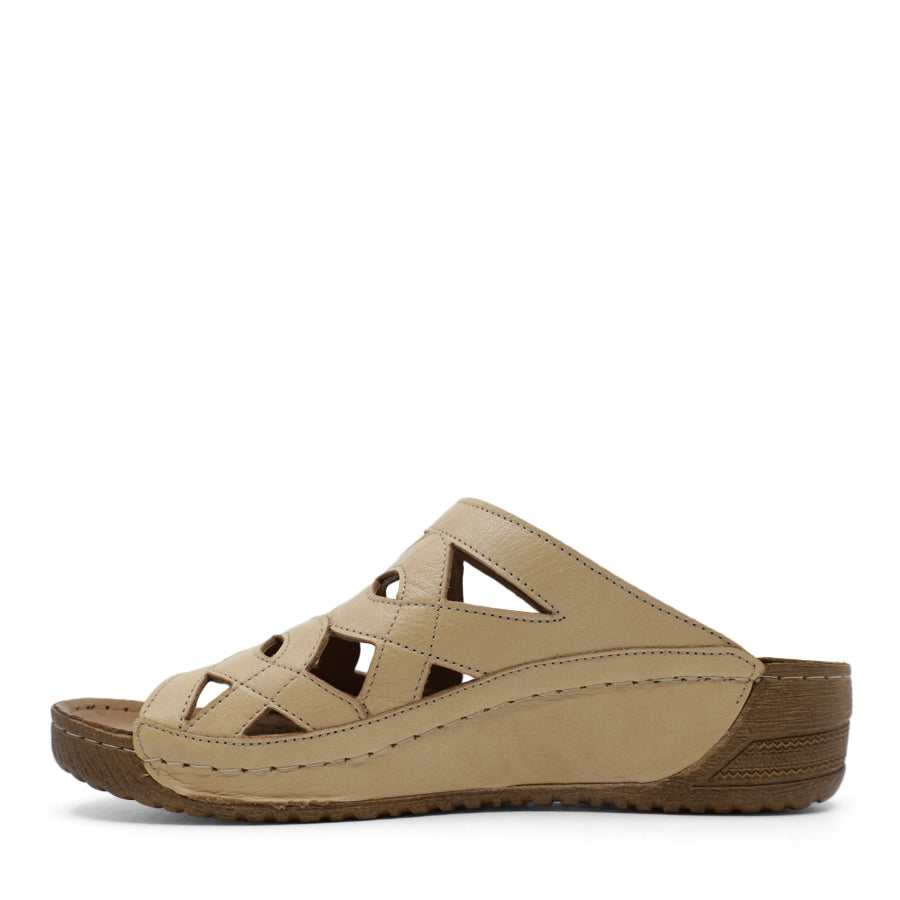SCISSORS TAN BROWN SLIP ON SLIDE SANDAL