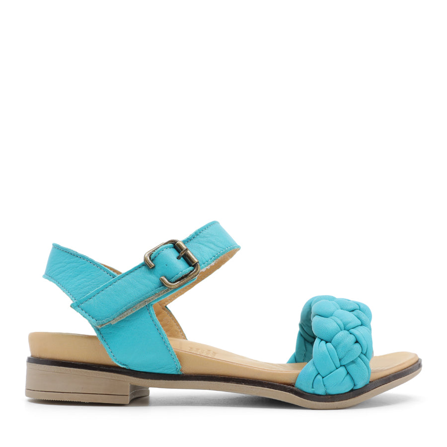 HAMMER TEAL BLUE BUCKLE ANKLE STRAP SANDAL