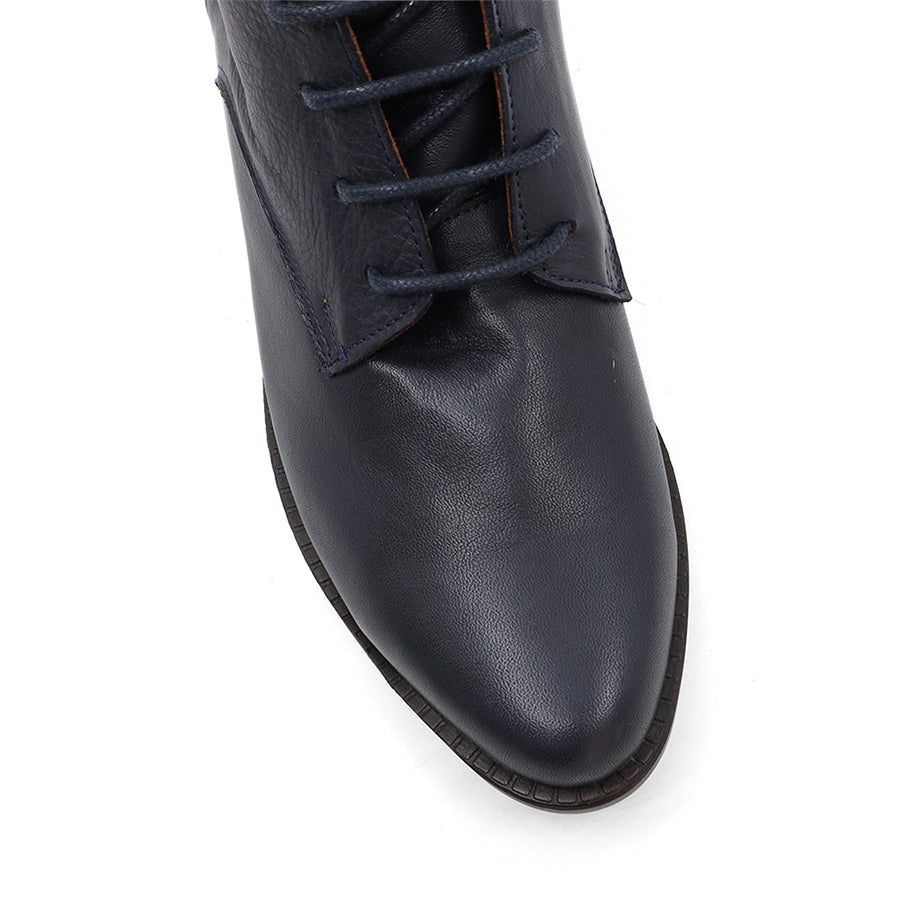 NAVY BLUE  LACE UP ZIP UP ANKLE BOOT