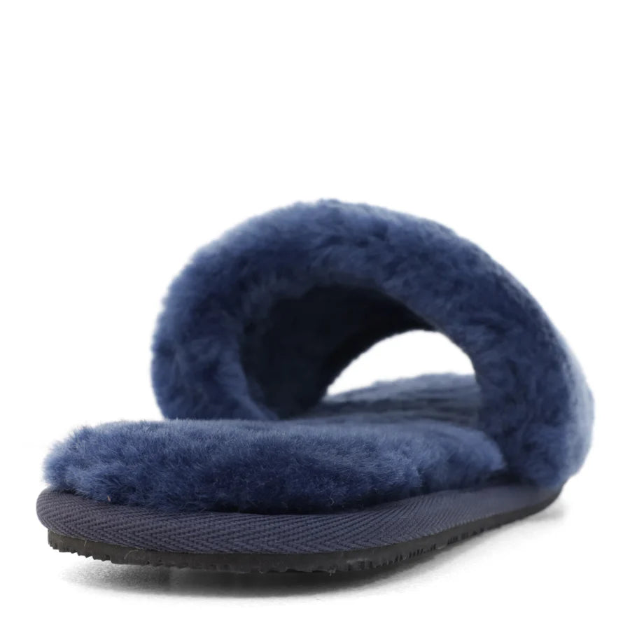 NAVY BLUE FLUFFY  FLAT SLIDE SLIPPER