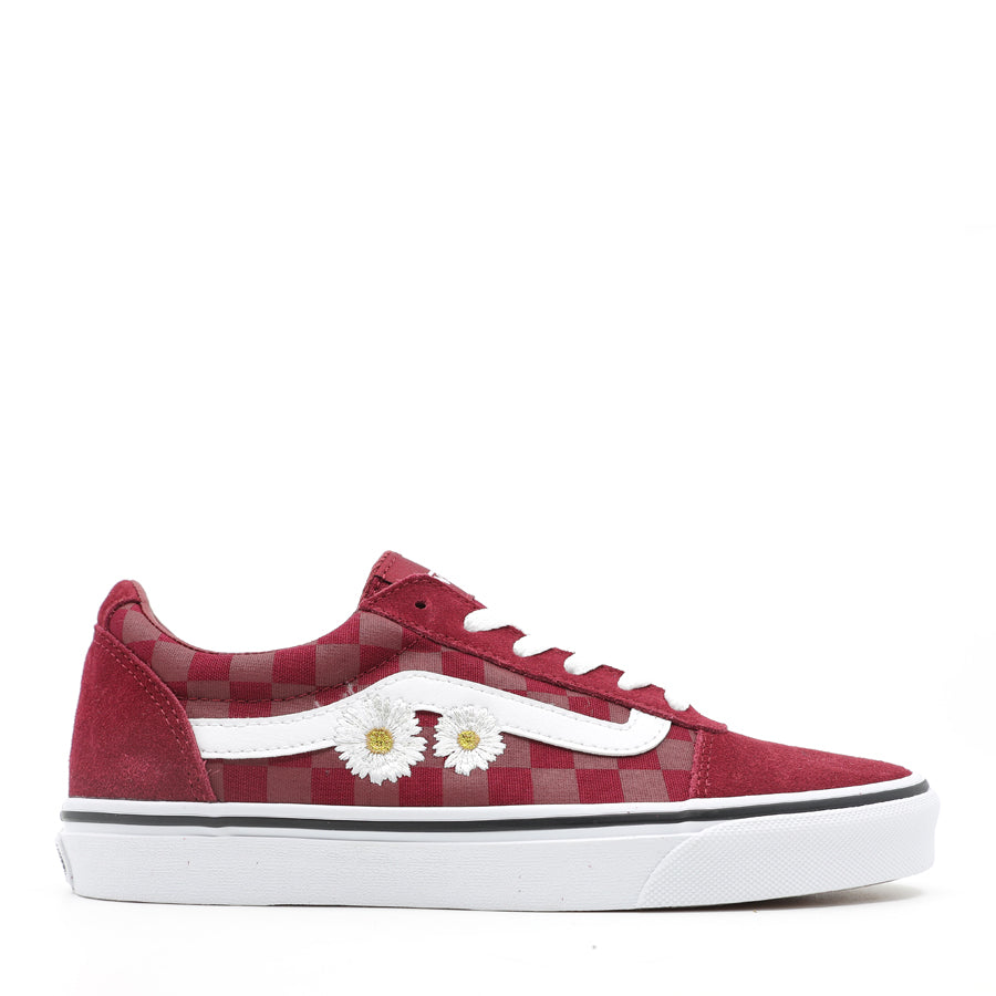 RUMBA RED CHECK DAISIES WHITE STRIPE LACE UP SNEAKER