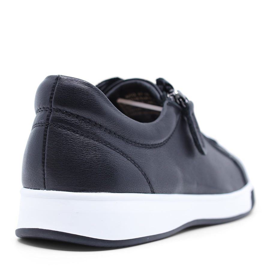 BLACK UPPER WHITE SOLE LACE UP ZIP UP SNEAKER