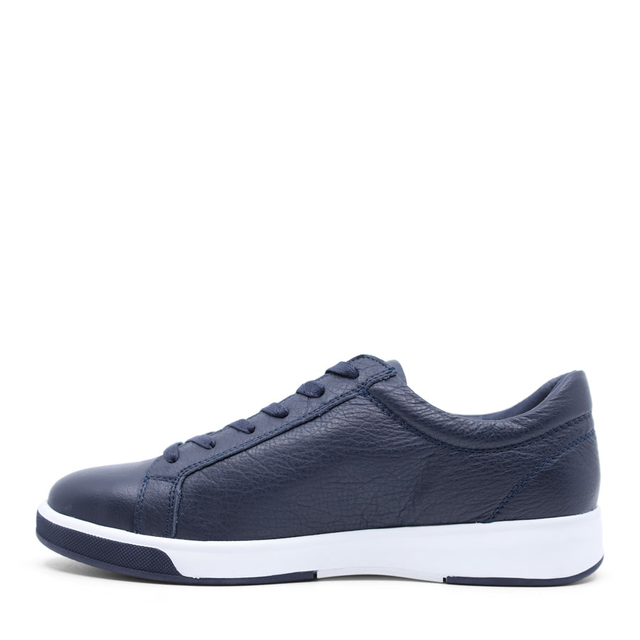 NAVY BLUE UPPER WHITE SOLE LACE UP ZIP UP SNEAKER
