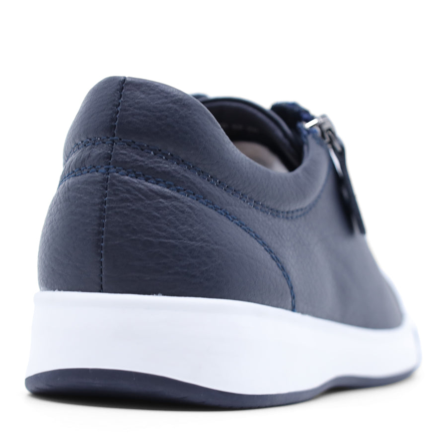 NAVY BLUE UPPER WHITE SOLE LACE UP ZIP UP SNEAKER