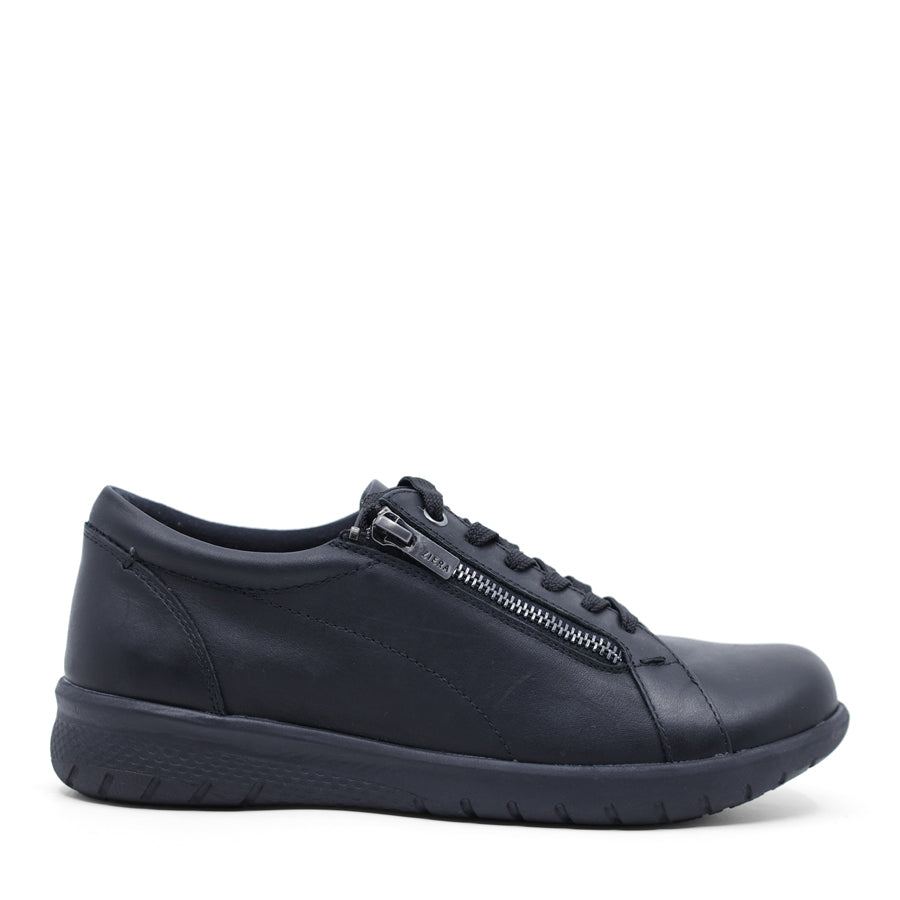 BLACK LACE UP ZIP UP SNEAKER